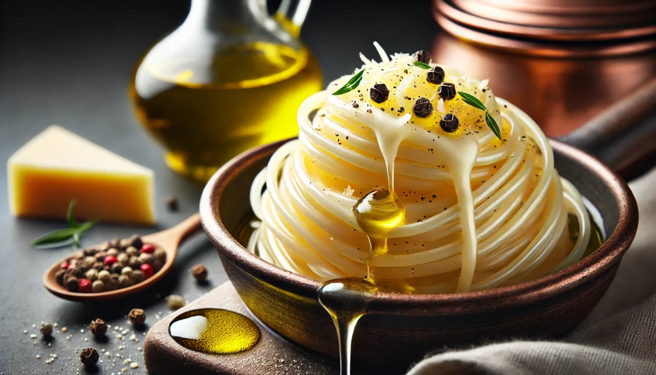 Spaghetti Cacio e Pepe con EVO Croccante